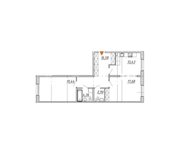 Двухкомнатная квартира в Красная стрела: площадь 73.9 м2 , этаж: 1 – купить в Санкт-Петербурге